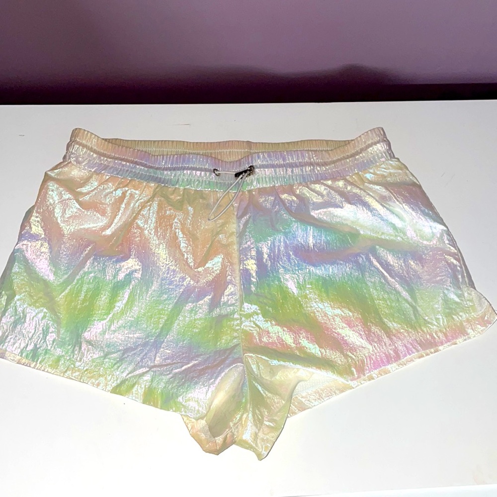 White Iridescent Shorts